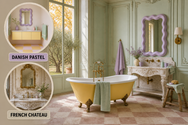 danish pastel chateau bathroom