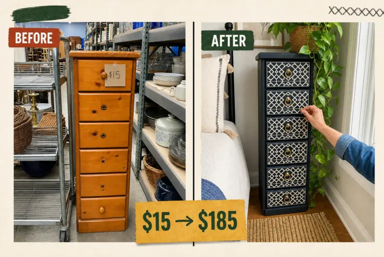 lingerie chest stenciling makeover