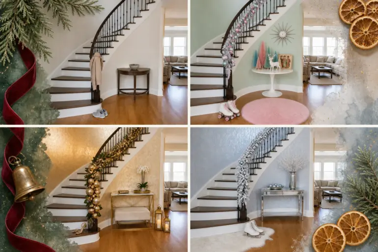 Decorate A Curved Staircase With 11 Festive Holiday Design Themes