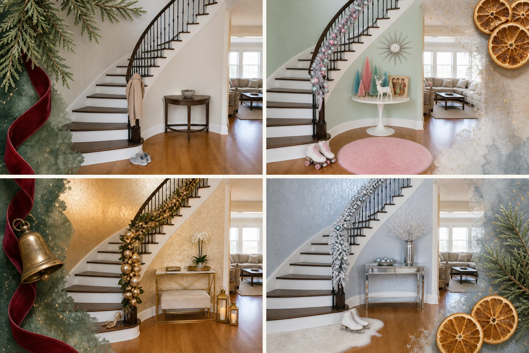 Decorate A Curved Staircase With 11 Festive Holiday Design Themes