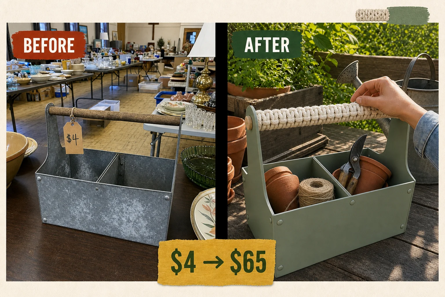 garden caddy macrame makeover