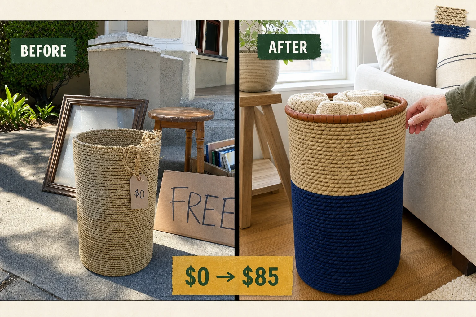 woven basket dip dye makeover