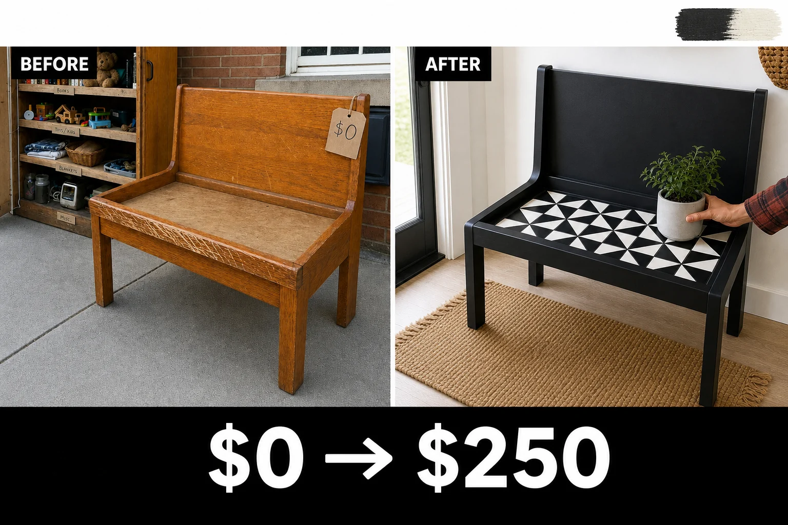 entryway bench tile inlay flip
