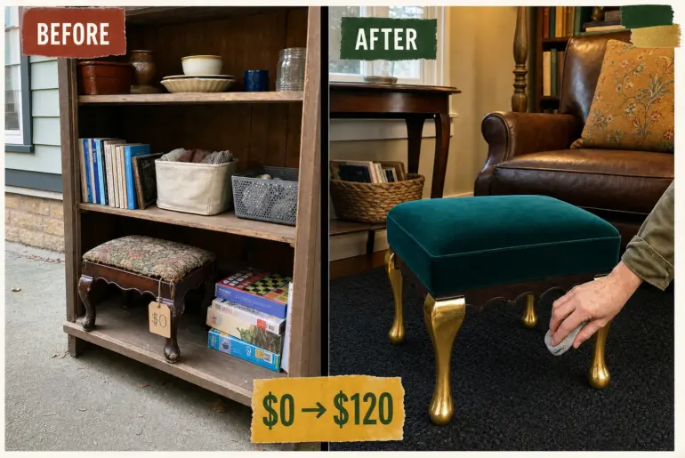 footstool brass finish makeover