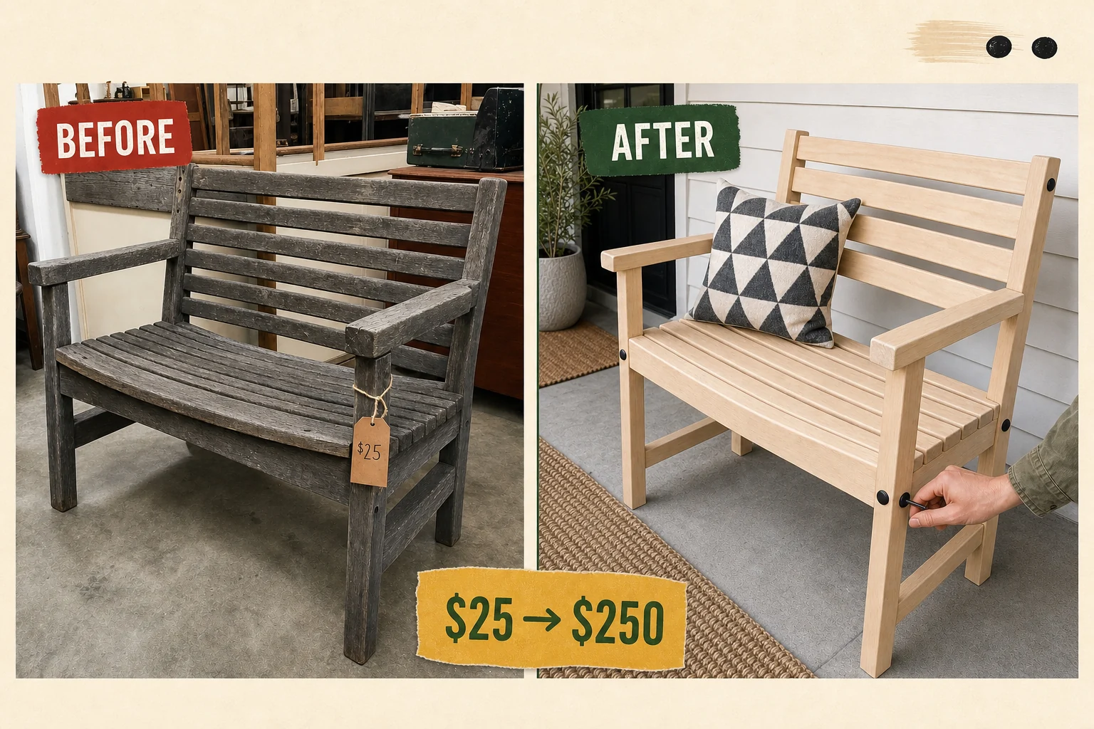 porch bench nordic makeover