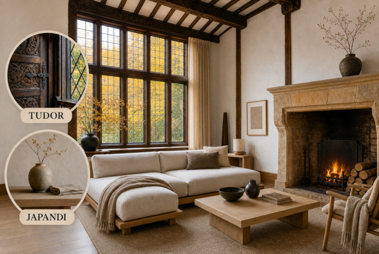 tudor japandi living room
