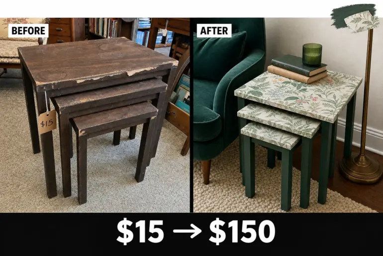 nesting tables decoupage makeover