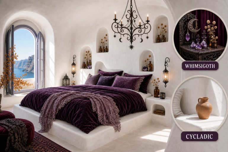 whimsigoth cycladic bedroom