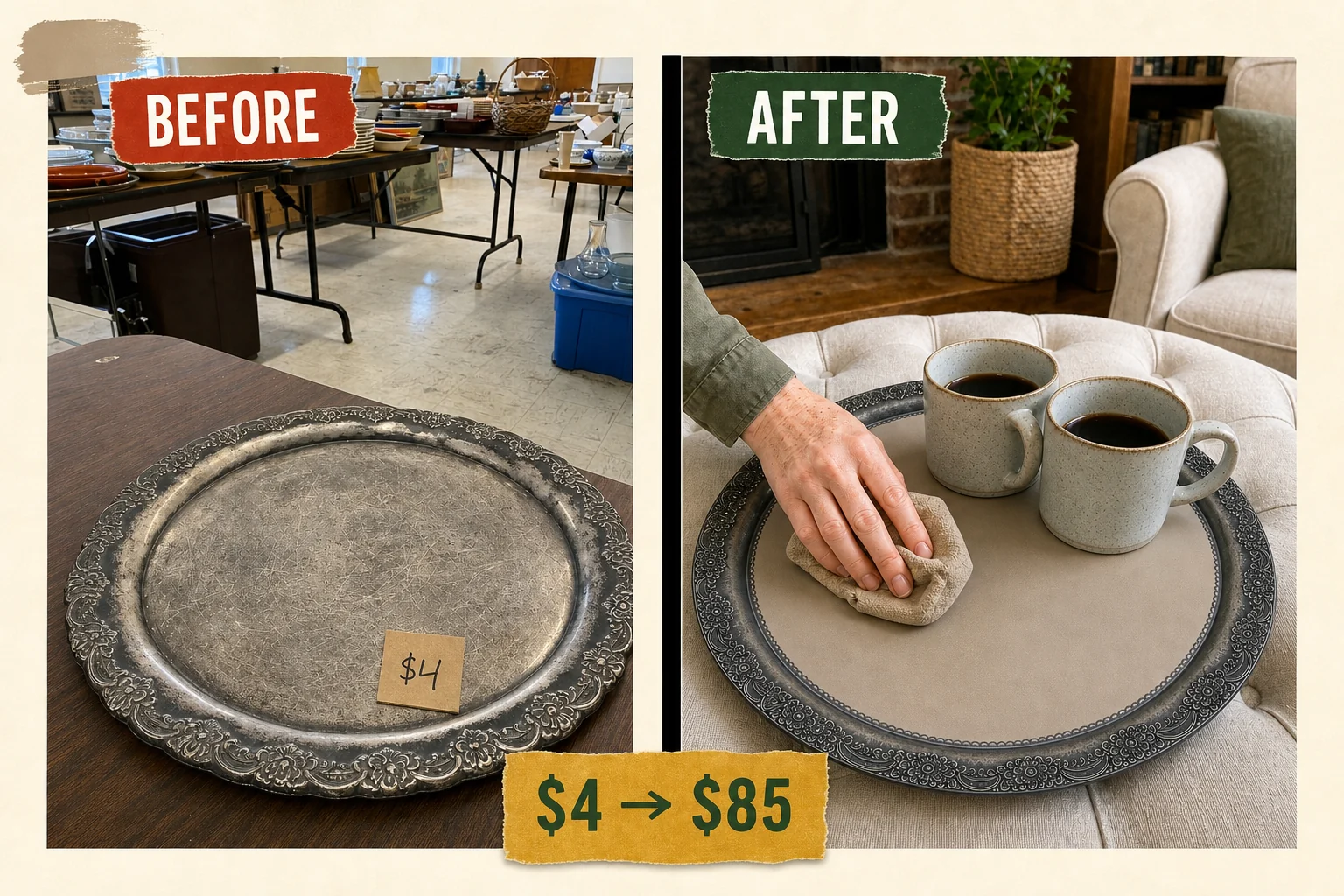 serving tray venetian plaster flip