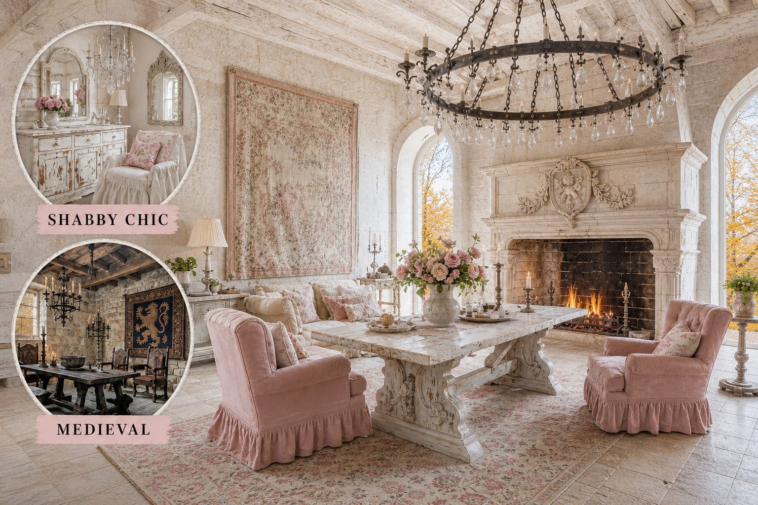 shabby chic medieval living room