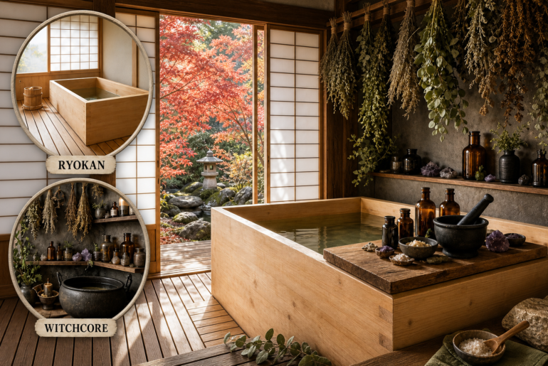 ryokan witchcore bathroom