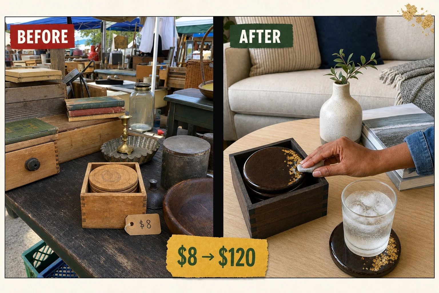coaster set resin makeover
