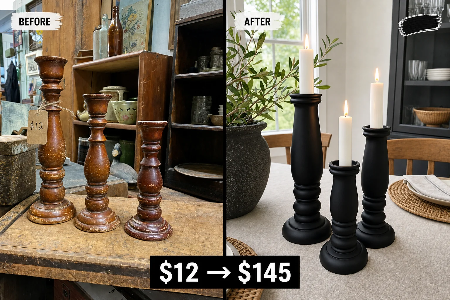 candlestick gel stain makeover