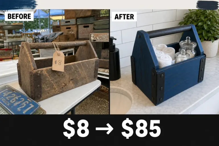 wooden toolbox milk paint makeover