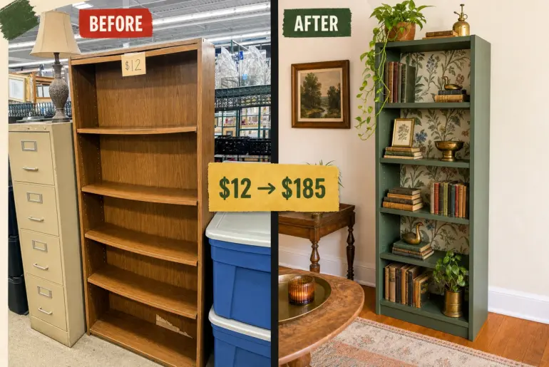 bookcase chalk paint makeover