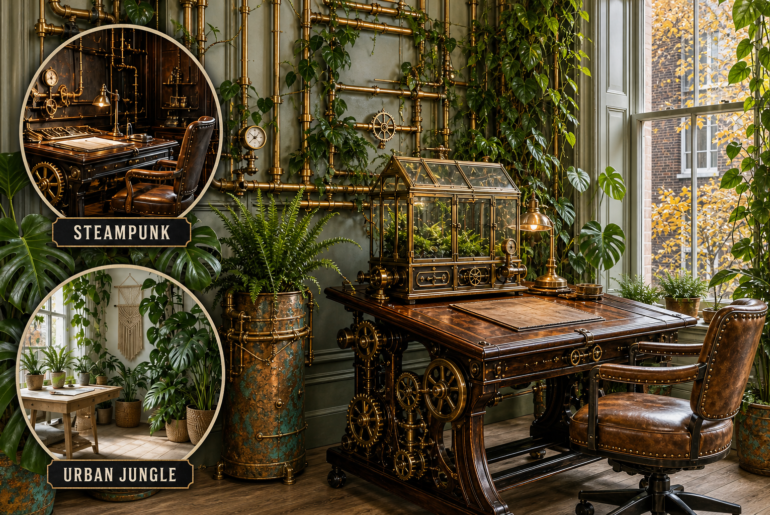 steampunk urban jungle home office