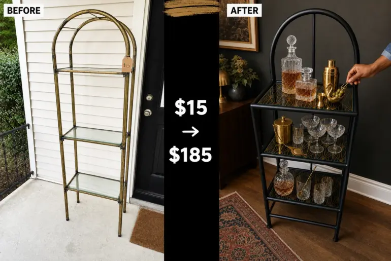 bakers rack art deco makeover