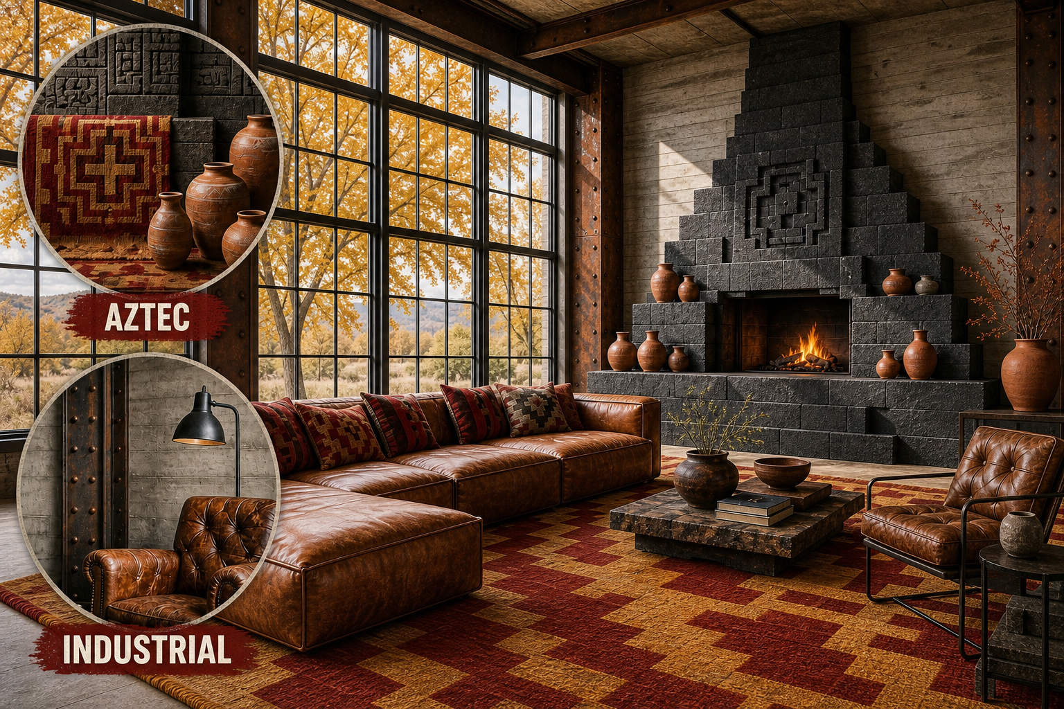 aztec industrial living room