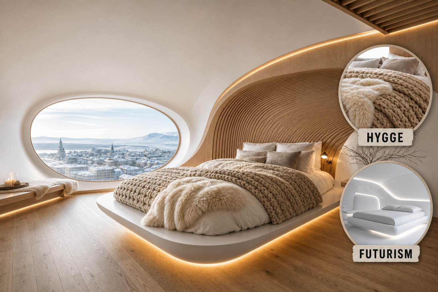 hygge futurist bedroom