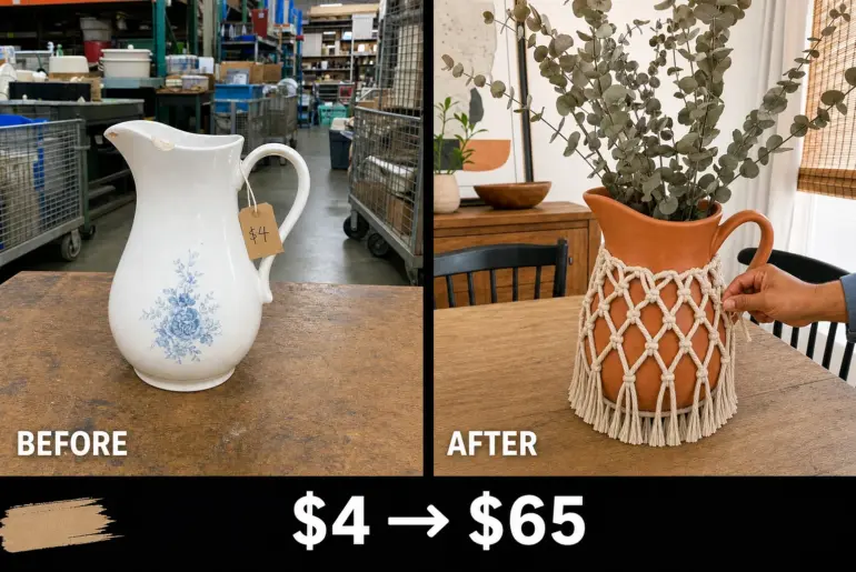 ceramic pitcher macrame makeover