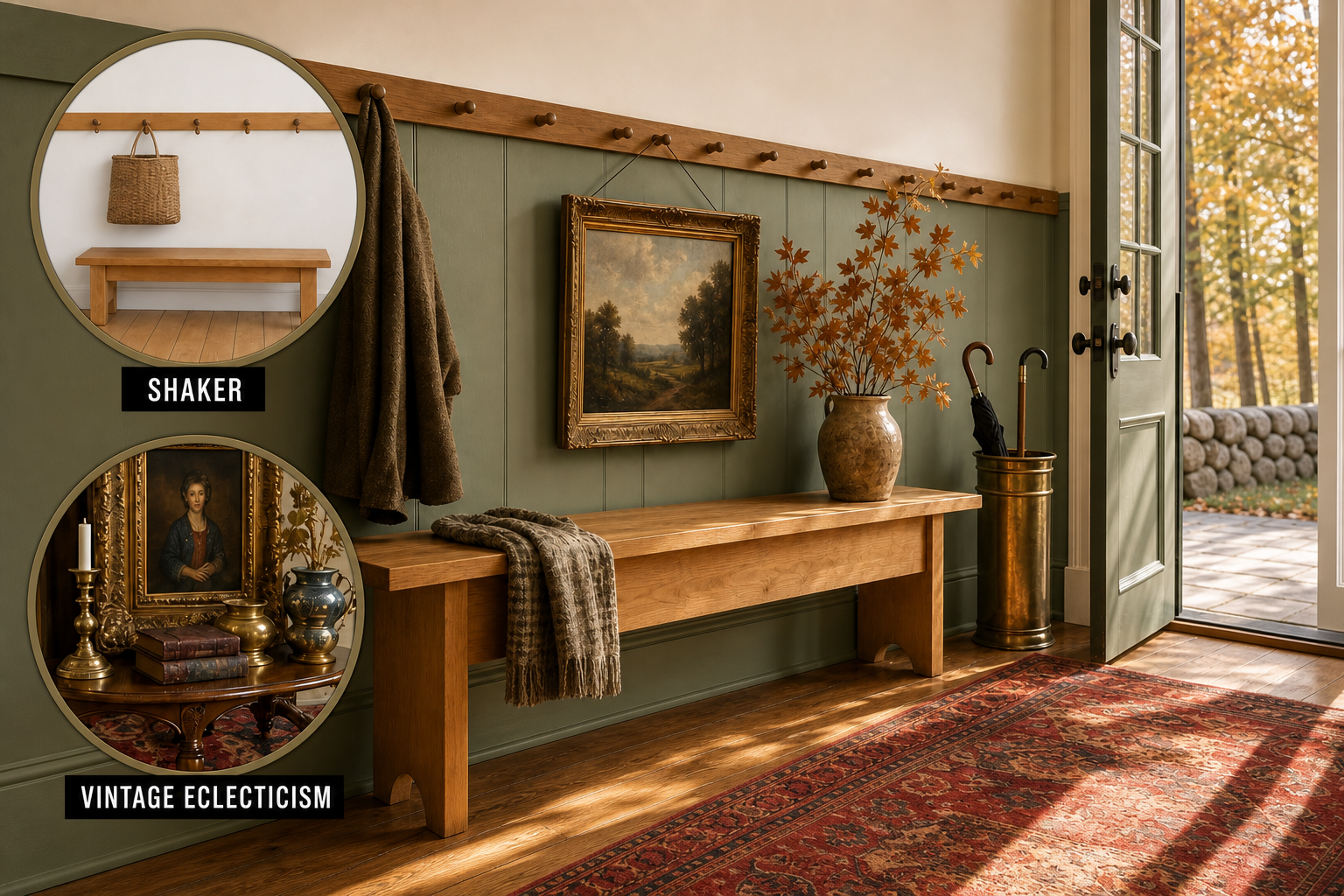 shaker vintage eclectic entryway