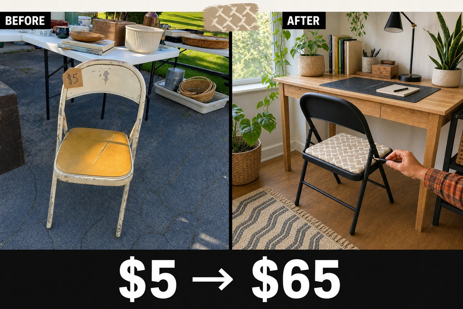 folding chair stencil makeover