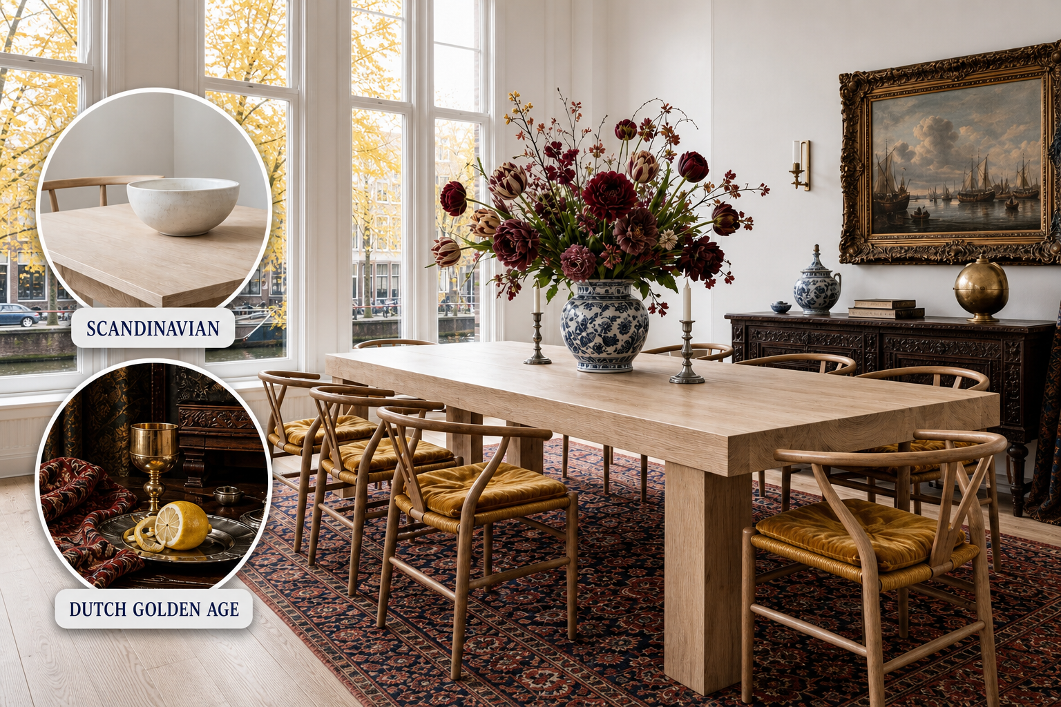 scandinavian dutch baroque dining room