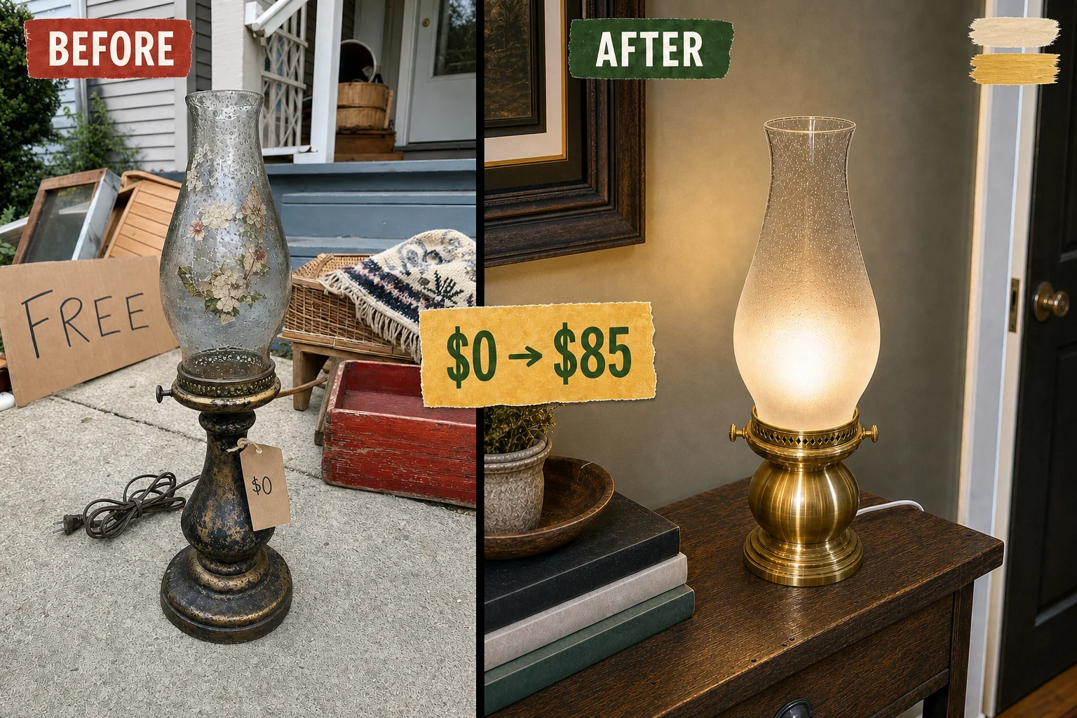 brass hurricane lamp makeover