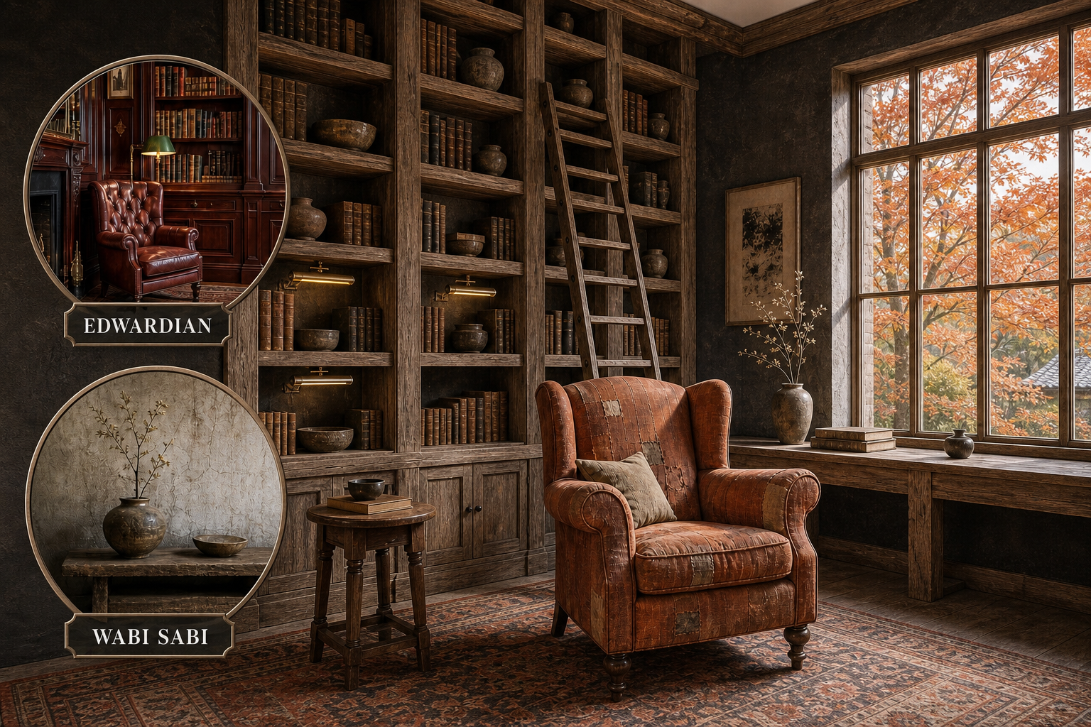 edwardian wabi sabi library