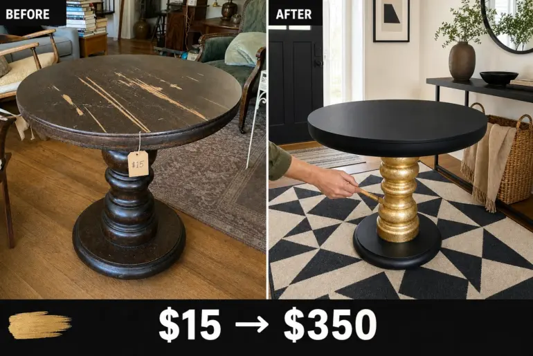 pedestal table gold leaf