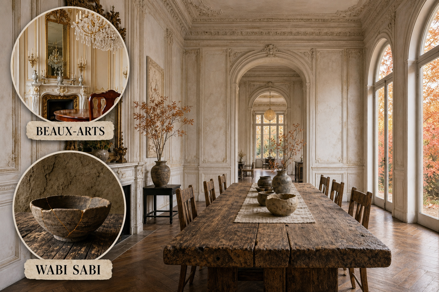 beaux-arts wabi sabi dining room