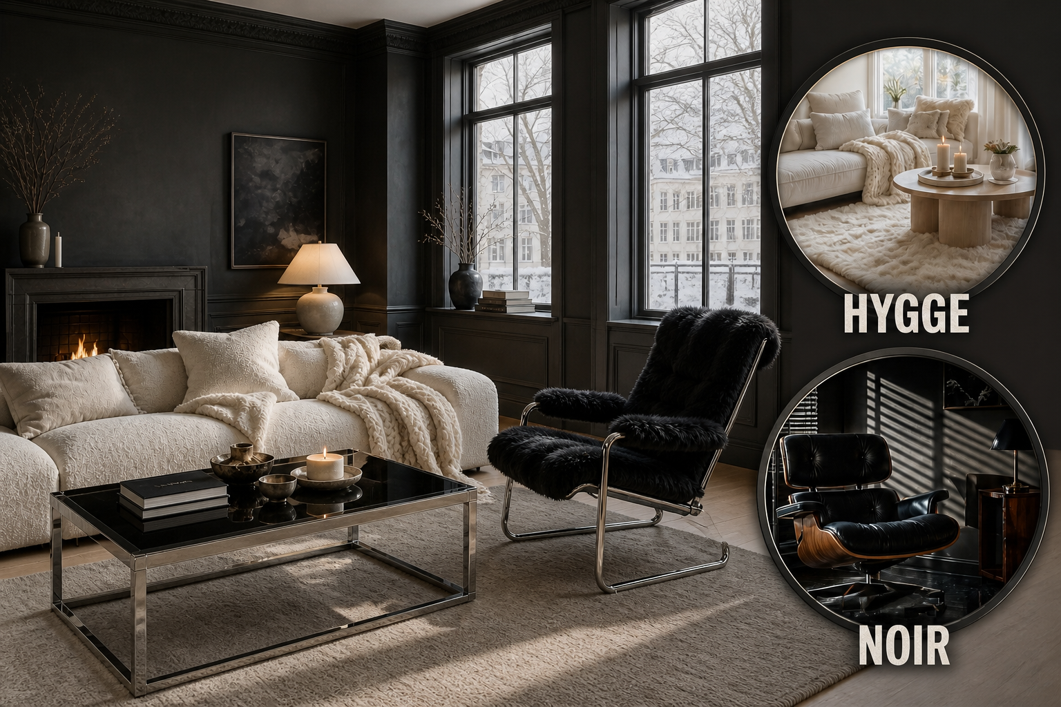 hygge noir living room